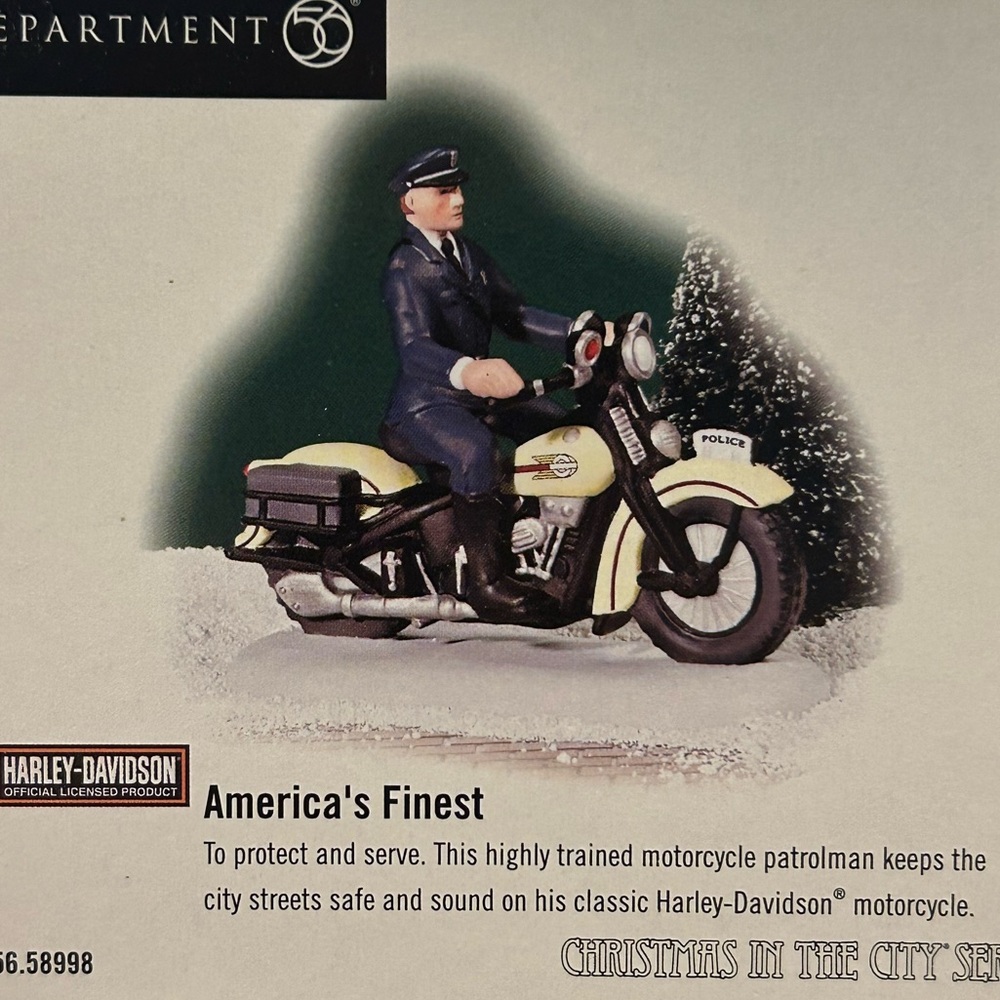 Christmas in the City, Department 56 
Americas Finest Harley Davidson motorcycle